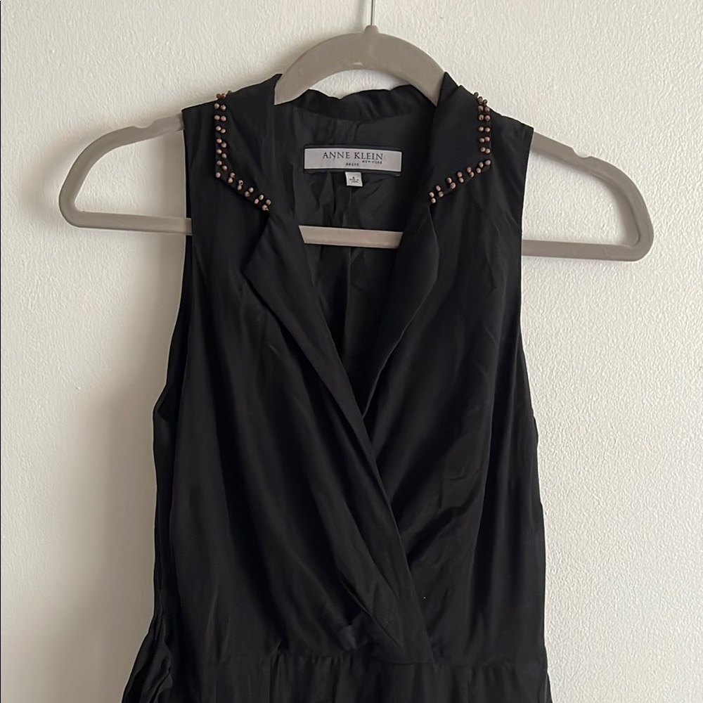 Anne Klein Black Sleeveless Collared Dress
